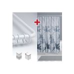 Tropik Home Fırtına Desen Banyo Perdesi Askı Hediyeli 180x200cm Tek Kanat Gri Duş Perdesi, L Boru Hediyeli