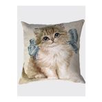Tropik Home Goblen Kedi Figürlü Dokuma Çift Taraflı Kırlnet 45x45 cm