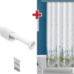 Tropik Home Kır Banyo Perdesi Askı Hediyeli 180X200CM Tek Kanat Duş Perdesi, Renkli Çiçekli Banyo Duş Perdesi - 180 x 200 cm - Kırık Beyaz