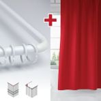 Tropik Home Kırmızı Renk Banyo Perdesi Askı Hediyeli 180X200CM Tek Kanat Duş Perdesi, L Boru Hediyeli - 180 x 200 cm
