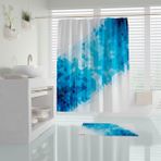 Tropik Home Mavi Banyo PERDESI-180X00 cm Dijital Baskı Duş Perdesi - 180 x 200 cm - Mavi - Beyaz