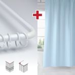 Tropik Home Mavi Renk Banyo Perdesi Askı Hediyeli 180X200CM Tek Kanat Duş Perdesi, L Boru Hediyeli - 180 x 200 cm