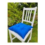 Tropik Home Mavi Renk Pamuklu Kumaş Pofidik Kare Dekoratif Sandalye Minderi 35x35 Cm, Bağcıklı Sandalye Minderi