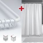 Tropik Home Mermer Desen Banyo Perdesi Askı Hediyeli 180X200CM Tek Kanat Duş Perdesi, L Boru Hediyeli - Beyaz - 180 x 200 cm