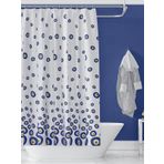 Tropik Home Nazar Boncuğu Banyo Perdesi, 180x200cm Duş Perdesi-Tek Kanat Banyo Duş Perdesi- C Halka Hediyeli