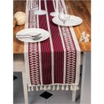 Tropik Home Örme Mürdüm Runner , Püsküllü Organik Pamuk Dantel Örme Runner 35X155 cm Regina Runner Masa Örtüsü - 35 x 145 cm