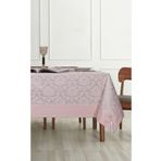 Tropik Home Pamuklu Damask Desen Pudra Pembe Renk Lüks Masa Örtüsü 160x220 Cm