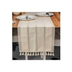 Tropik Home Pamuklu Şal Motif Dantel Örgü Runner Şal Desen Masa Runner, 35x145 Cm Püsküllü Runner