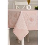 Tropik Home Pano Lace Pamuklu Masa Örtüsü 8 Kişilik 150x220 Cm Masa Örtüsü Pudra