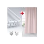 Tropik Home Pembe Renk Banyo Perdesi Askı Hediyeli 180x200cm Pudra Tek Kanat Duş Perdesi, L Boru Hediyeli