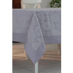 Tropik Home Polycotton Pamuklu Damask Desen Gümüş Gri Renk Luks Masa Örtüsü 160x220cm