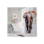 Tropik Home Polyester Kumaş Renkli Fil Desen Banyo Perdesi Yerli Üretim 180x200 Cm Duş Perdesi C-halka Hediye