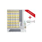 Tropik Home Sarı Banyo Perdesi Askı Hediyeli 180x200cm Tek Kanat Duş Perdesi, Renkli Banyo Duş Perdesi