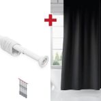 Tropik Home Siyah Banyo Perdesi Askı Hediyeli 180X200CM Tek Kanat Duş Perdesi, Renkli Banyo Duş Perdesi - 180 x 200 cm