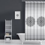 Tropik Home Siyah Çizgili Banyo Perdesi, 180 x 200 cm Duş Perdesi-Tek Kanat Banyo Duş Perdesi- C Halka Hediyeli - Renkli