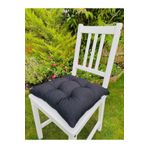 Tropik Home Siyah Sandalye Minderi, Pamuklu Kumaş Pofidik Kare Dekoratif Sandalye Sırt Minderi 40x40 Cm