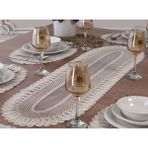 Tropik Home Tek Runner-Amerikan Servis Dekoratif Runner Kırık Beyaz Tek Runner - 110 x 40 cm - Renkli