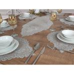 Tropik Home Tropikhome Amerikan Servis Supla ve Runner Seti 6 Kişilik Set Valonia Gri 7 Parça - 32 x 50 cm