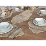 Tropik Home Tropikhome Amerikan Servis Supla ve Runner Seti 6 Kişilik Set Venice Bej 7 Parça - 30 x 50 cm - Açık Kahverengi