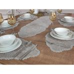 Tropik Home Tropikhome Amerikan Servis Supla ve Runner Seti 6 Kişilik Set Venice Gri 7 Parça - 30 x 50 cm - Açık Gri