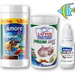 Tropikal Balık Yemi 125ml Mix Selection, Lotus Spirulina Garlic 100ml, Multivitamin