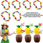 Tropikal Hawaii Parti Malzemeleri – Kolye, Pipet, Bardak Seti - Lisinya - 001-Renkli