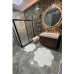 Tropikal Home 2'li Beyaz Banyo Halısı Peluş Post Halı Klozet Takımı 80x80 Ve 100x100