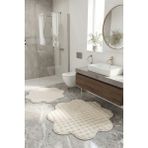 Tropikal Home Bubble Papatya Banyo Paspası 2'li Set Pofuduk Yumuşak Peluş Kaymaz Taban Dekoratif Banyo Halısı - Krem