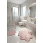 Tropikal Home Bubble Papatya Banyo Paspası 2'li Set Pofuduk Yumuşak Peluş Kaymaz Taban Dekoratif Banyo Halısı - Pembe