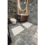 tropikal home Modern Bubble Yıkanabilir Kaymaz Peluş Banyo Paspası Halısı 2'li Klozet Takımı 60x100 + 50x60
