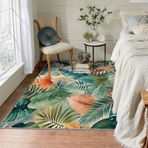 Tropikal Palmiye Yaprakları Parça Halı 200x300 cm (6,6 x 10 ft) Kaymaz Yıkanabilir Monstera Halı Oturma Odası Yatak Odası Yemek Odası için Renkli Düşük Havlı İç Mekan Giriş Paspası