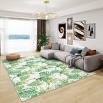 Tropikal Yaprak Monstera Kilim Yeşil Botanik Alan Halısı Oturma Odası Yatak Odası için Yıkanabilir Kaymaz Yumuşak Halı Büyük Desenli Halı ve Ev Dekoru 120x170 cm