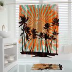 Tropikhome 180x200 Duş Perdesi Baskılı Duş Perdesi Solmaz Su Geçirmez Duş Perdeleri - Hawaii Desen Banyo Perdesi Küflenmez Banyo Perdeleri, Kaliteli Kumaş Banyo Perde 12 C Halka Küvet Perdeleri-Banyo Duş Perde