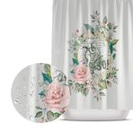 Tropikhome Banyo Perdesi Gül Desen Banyo Perdesi Küflenmez 180x200 Duş Perdesi, Polyester Kumaş Duş Perdeleri, modern tarz küvet perdesi 12 C Halkalı Su Geçirmez Duş Perdesi-Banyo Duş Perdeleri Aksesuarları