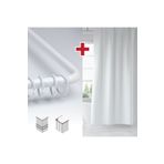 Tropikhome Beyaz Renk Banyo Perdesi Askı Hediyeli 180x200cm Tek Kanat Duş Perdesi, L Boru Hediyeli