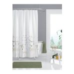 Tropikhome Duş Perdesi Çift Kanat 2x120x200cm Papatya Desenli Çiçekli Banyo Perdesi 16 Adet C Halka Hediyeli