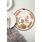 Tropikhome Hasır Supla Dijital Baskı Bal Kabağı Desenli Amerikan Servis Şık Örgü Sunumluk - 32x32 cm