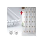 Tropikhome Kare Kahve Desen Banyo Perdesi Askı Hediyeli 180x200cm Tek Kanat Duş Perdesi, L Boru Hediyeli