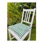 Tropikhome Lüx Pofidik Ekose Yeşil Sandalye Minderi Özel Dikişli Bağcıklı Minder 35x35cm Kare Sandalye Minder