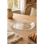 Trouvaille Cam Servis Tabağı Şeffaf Salata ve Meyve Sunum Tabağı Kahvaltılık Pasta Meze Tabağı 33X25 cm