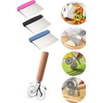 Trouvaille Hamur Kesme Aparatı Spatula + Ahşap Saplı Hamur ve Pizza Kesme Ruleti