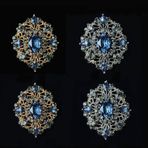 Troxie 6 adet/grup mavi Rhinestones düğmeleri Metal Flatback DIY dekoratif broş Pin elbise ceket çanta alaşım rozeti düğün aksesuarları