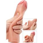 Troya Moda Dolgulu Realistik Penis Kılıfı Uzatmalı Prezervatif 4 cm Ten Rengi Silikon Kılıf