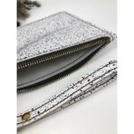 Troyder Deri Clutch Çanta Beyaz Kahverengi Desenli - 001-Beyaz