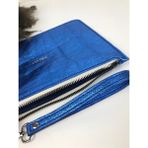 Troyder Deri Clutch Çanta Parlak Mavi Renk - --Mavi
