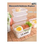 troykar 12'li 1000ml - 1 Lt Eko Sızdırmaz Kapaklı Saklama Kabı Seti – Mikrodalga & Derin Dondurucu Buzluk Düzenleyici