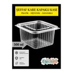 troykar 500 cc Sızdırmaz Kapaklı Şeffaf Saklama Kabı 50 Adet Kullan At Plastik Kap Meyve Erzak Çerez Peynir Mutfak