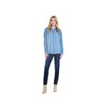 Tru Luxe Jeans Smocking Detayları ile Kadın Düğmeli Gömlek, Açık Mavi, XS