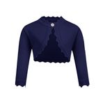 trudge Kız çocuk örgü ceket Basic Bolero çocuk uzun kollu omuz ceketi Bolero kısa komünyon elbisesi vaftiz elbisesi için, Lacivert, 140