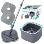 True & Tidy True Clean Paspas ve Kova Sistemi, Kare Döndürmeli Paspas, Çift Bölmeli Paspas Kovası ve 2 Kalın Makinede Yıkanabilir Paspas Pedleri (Spin Mop) içerir